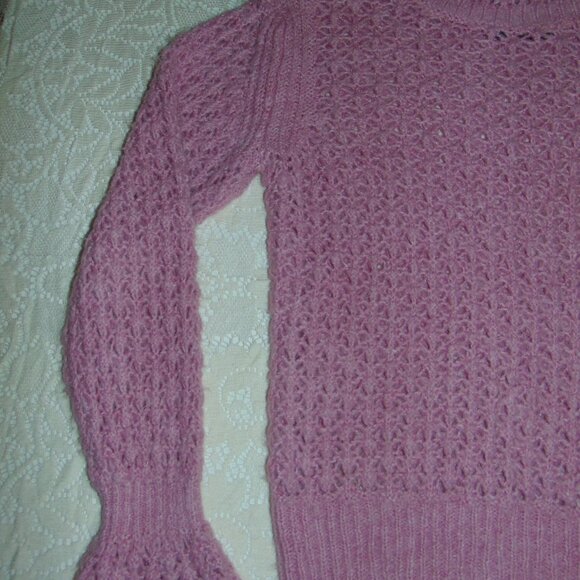 J Crew Sweater Pink Womens Cable Knit Pullover Mock Neck Long Sleeve Fuzzy sz 4 - Picture 3 of 12